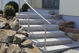 Modern block staircase in the exterior of a residential building