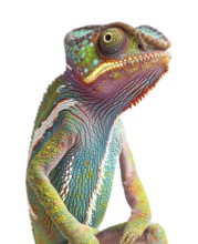 Beautiful chameleon isolated on a white background, AI generated