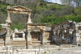 Trajan's Fountain, ruins of Ephesus, ancient archaeological site, Izmir province, Turkey, Asia