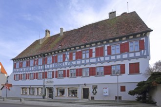 Historic official residence built in 1610, half-timbered house, Langenau, Alb-Donau district,