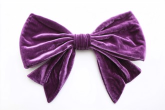 Purple velvet ribbon on white background. Generative AI, AI generated