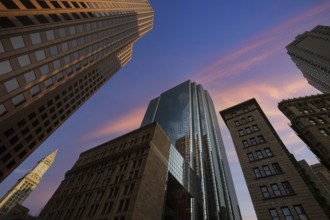 USA, Scenic Boston downtown financial district city skyline and skyscrapers, North America