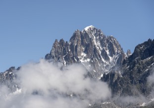 Steep rocky mountain peak, Aiguille Verte, Chamonix, Haute-Savoie, France, Europe