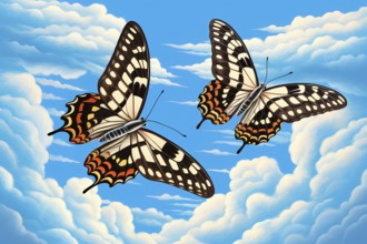 Painting like stylized swallowtail butterfly, AI generated