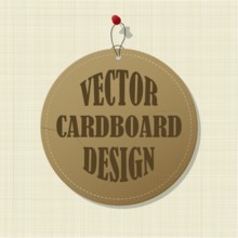 Editable cardboard label pinned over canvas, copy space vector template