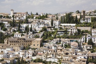 The Albaicin district in the city of Granada taken from the Alhambra palace, Spain, Europe