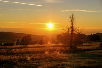 Sunrise, Hochrhönstraße, near Schwabenhimmel, UNESCO Biosphere Reserve, near Hausen, Rhön, Bavarian