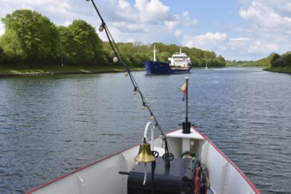 Trip on the paddle steamer, side-wheel steamer, Freya on the Kiel Canal, Kiel Canal,