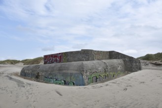 Bunker, Botonbunker of the Atlantic Wall in Denmark on the beach of Jutland