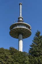 Telecommunications tower of Deutsche Telekom, transmission tower with antennas, Hoherodskopf