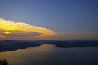 Aerial View over Lake Lucerne and Mountain in Sunset in Lucerne, Switzerland, Europe