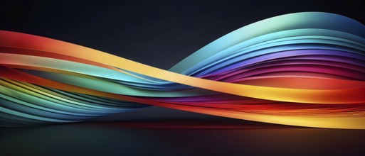 Illustration of abstract minimalist ribbon designs that rotate and change colors, creating a rhythm