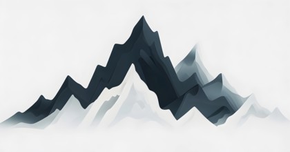 Minimalist illustration of an abstract mountain that cycles through day and night, symbolizing