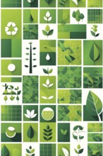 Abstract wallpaper with vector green eco friendly grid ornament symbolizing sustainability, AI