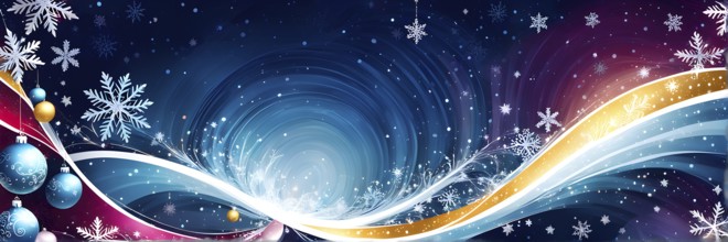 Abstract illustration wallpaper of different Christmas symbols, vibrant colors and soft swirling