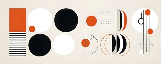 Abstract minimalist mid century vector set with hand drawn geometric elements, AI generated