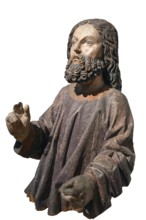 Figure of Jesus, on a white background, around 1470, only the body of the palm tree still exists,