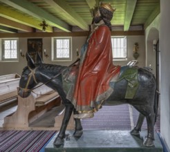 Christ on the palm donkey, wooden figure from around 1470, Church of St Jodokus, Bad Oberdorf,