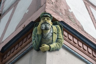 Figure at the historic town hall, Schwabach, Middle Franconia, Bavaria, Germany, Europe