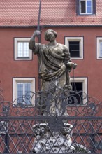 Fountain figure of Justitia and ornamental grille, early baroque, 1656-1659 by Leoprand Hilmer,