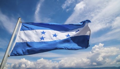 The flag of Honduras flutters in the wind