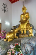 Prayer room in Wat Pho temple, sitting, sitting, Buddhism, religion, world religion, sculpture,