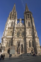 Main facade of Regensburg St Peter's Cathedral, start of construction 1273, Regensburg, Upper