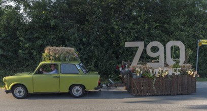 Trabant with festive trailer for the 790th anniversary of the village of Vitense,