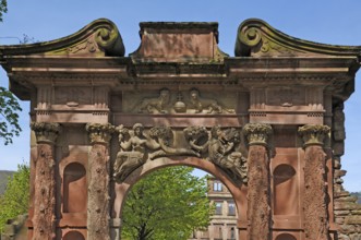 Detail of the Elisabeth Gate, 1615, castle ruins, castle courtyard, Heidelberg, Baden-Württemberg,