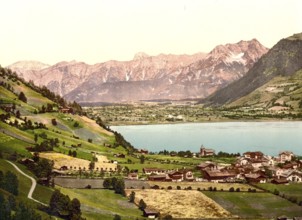 Zell am See against the Steinernes Meer, Austria, c. 1890, Historic, digitally restored