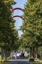 Nordsternpark, former site of the Nordstern colliery, double arch bridge on the Rhine-Herne Canal