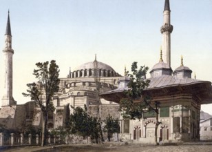 Mosque of St. Sophia and Ahmed III fountain, Constantinople, Turkey, Historical, digitally restored