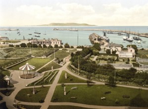 The harbour, Kingstown, County Dublin, Ireland, Historic, digitally restored reproduction from a