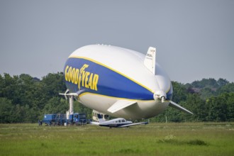 The Zeppelin NT, newly stationed at Essen/Mülheim Airport, undertakes sightseeing flights over the