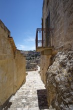 Paths and corridors in the tuff of the Sassi Barisano in the cave town of Matera. The cave