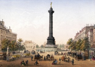 Place de la Bastille, Paris around 1870, France, Historical, digitally restored reproduction from a