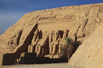 Abu Simbel, also Abu Simbal, Ebsambul or Isambul, entrance to the temple of Ramses II, Upper Egypt,