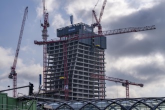 Shell of the Elbtower construction project, the architectural completion of Hafencity Hamburg, in