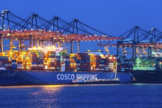 Euromax Container Terminal, container freighter, in the seaport of Rotterdam, Netherlands, deep-sea