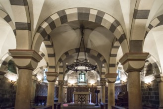 Interior view, crypt, Romanesque monastery church, Maria Laach Benedictine Abbey, Eifel,