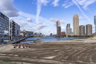 The Rijnhaven, a 28-hectare harbour basin, has now been filled in by almost a third to create space