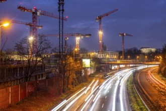 Major construction site in Düsseldorf, on the B8, Danziger Straße, construction of a residential