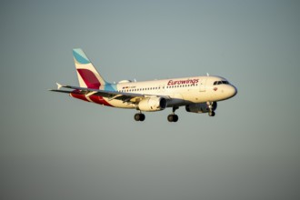 Eurowings Airbus A319-132 landing at Cologne-Bonn Airport, CGN, North Rhine-Westphalia, Germany,