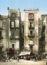 Enge Gassen, Neapel, Italien / Narrow streets, Naples, Italy, Historic, digitally restored