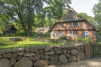 Heidemuseum Dat ole Huus, Low German hall house, Wilsede, Bispingen, Lüneburg Heath, Lower Saxony,