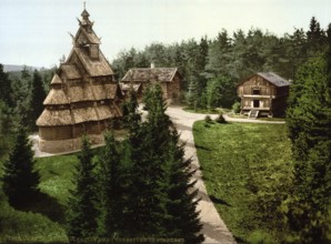 Gols Church, with Hovenstuen and Staburet, Christiania, Norway, View from 1885, Historical,