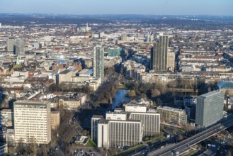 View over the city centre of Düsseldorf, Carlstadt and Friedrichstadt districts, Schwanenspiegel