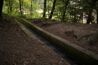 Water pipe, Schenner Waalweg, Neuwaal, stream, long exposure, Schenna, Scena, South Tyrol,