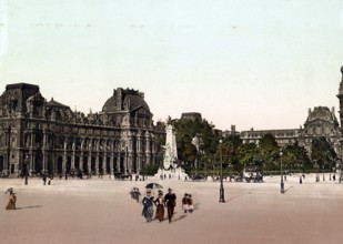 Louvre Palace, Palais du Louvre, former residence of the French kings, Paris, France, 1890,