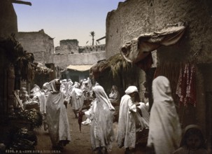 A street in Sidi Okba, Algeria, ca 1890, Historical, digitally restored reproduction from a 19th